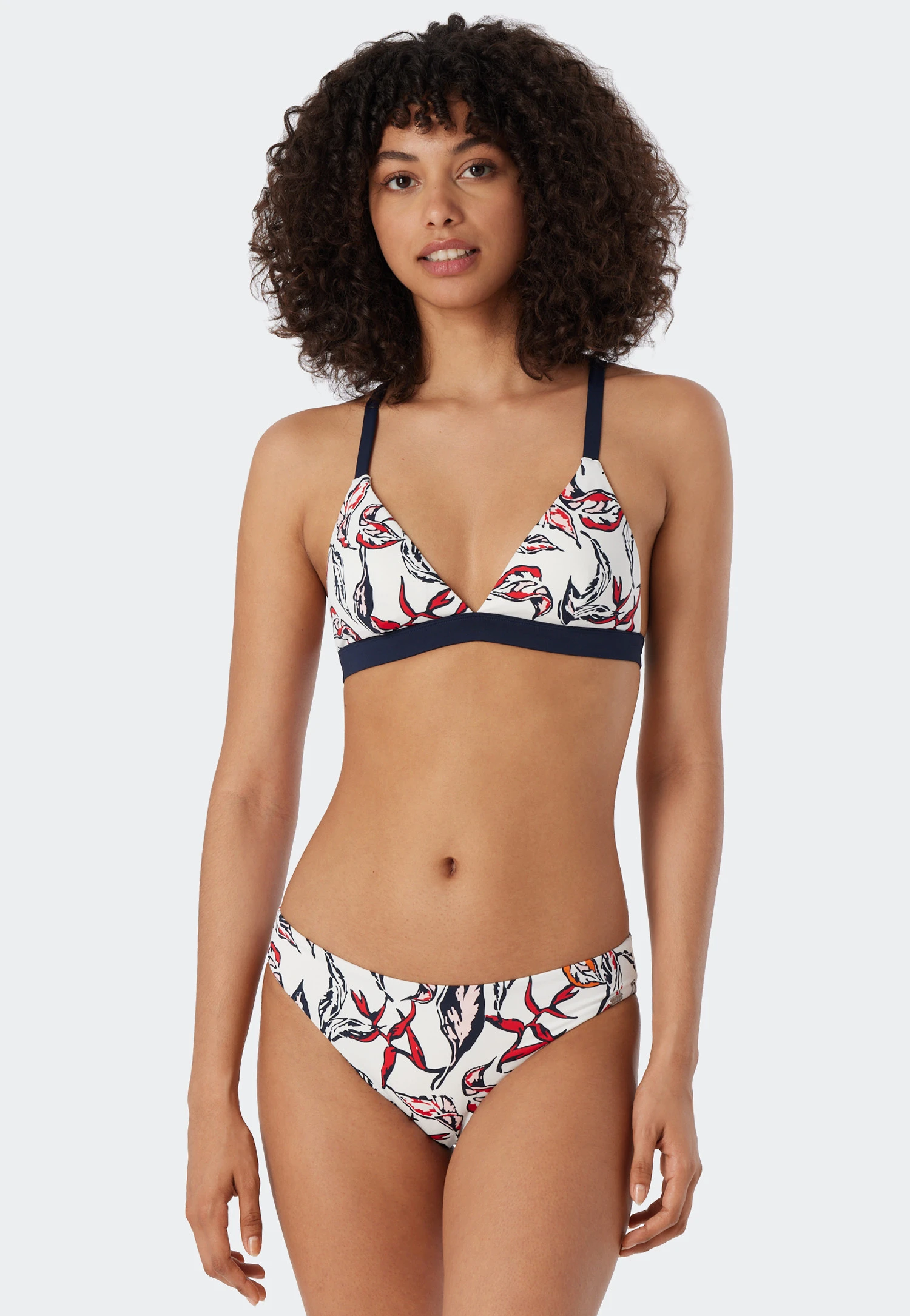 Schiesser Triangle Bikini Removable Soft Cups Variable Straps Lined Mini Bottoms Floral Print Multicolored - Deep Sea 1 Schiesser Triangle Bikini Removable Soft Cups Variable Straps Lined Mini Bottoms Floral Print Multicolored - Deep Sea