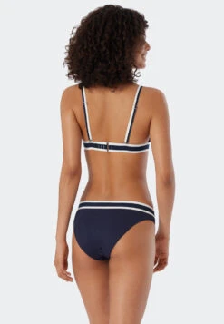 Schiesser Triangle Bikini Set Removable Soft Cups Variable Straps Mini Bottoms Ribbed Look Dark Blue - Underwater -Uni Style Shop triangel bikini set herausnehmbare softcups variable traeger mini slip ripp optik dunkelblau underwater 179204 803 back