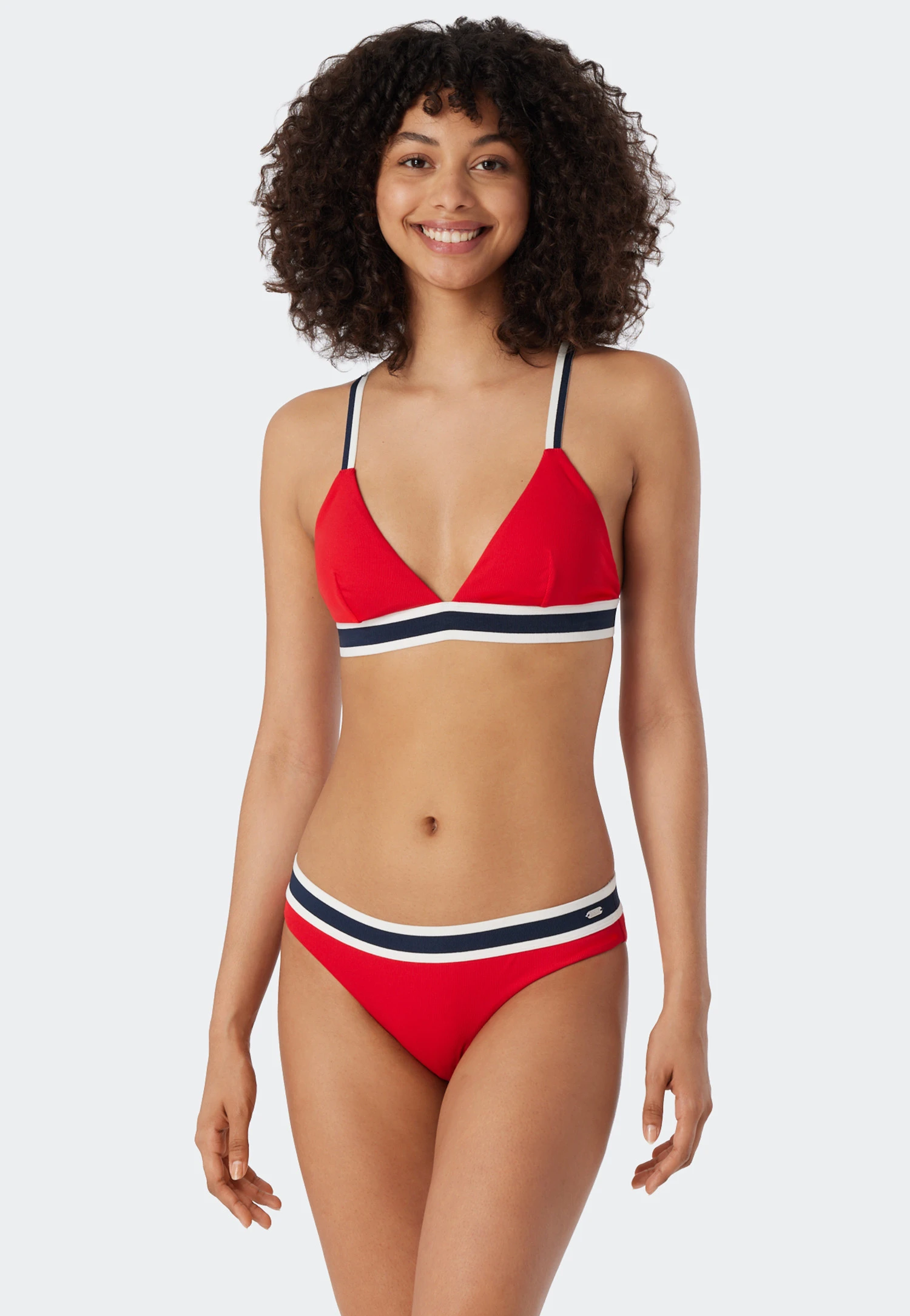 Schiesser Triangle Bikini Set Removable Soft Cups Variable Straps Mini Panties Ribbed Look Red - Underwater 1 Schiesser Triangle Bikini Set Removable Soft Cups Variable Straps Mini Panties Ribbed Look Red - Underwater