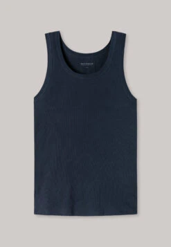 Schiesser Undershirt Double Rib Organic Cotton Dark Blue - Retro Rib -Uni Style Shop unterhemd doppelripp organic cotton dunkelblau retro rib 174017 803 detail1