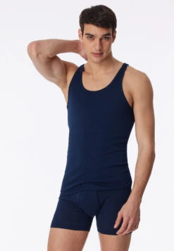 Schiesser Undershirt Fine Rib Navy Blue - Original Fine Rib -Uni Style Shop unterhemd feinripp navyblau original feinripp 005120 815 front