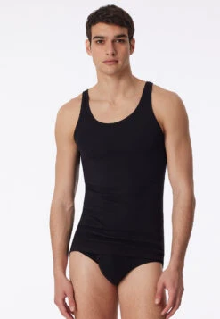 Schiesser Undershirts, Fine Rib, Black - Original Fine Rib -Uni Style Shop unterhemd feinripp schwarz original feinripp 005120 000 detail2