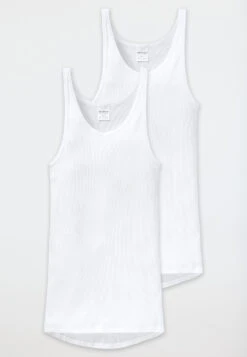 Schiesser Undershirts, Double Rib, White, 2-pack - Original Classics -Uni Style Shop unterhemden 2er pack doppelripp weiss original classics 005051 100 detail1