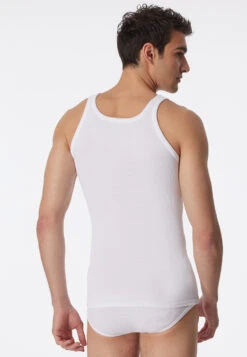 Schiesser 2-pack White Double Rib Undershirts - Essentials -Uni Style Shop unterhemden doppelripp 2er pack weiss essentials 205172 100 back