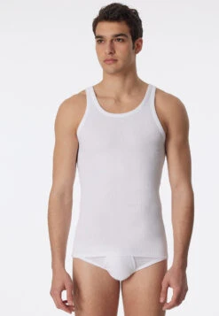 Schiesser 2-pack White Double Rib Undershirts - Essentials -Uni Style Shop unterhemden doppelripp 2er pack weiss essentials 205172 100 detail2