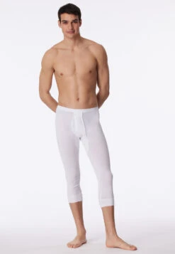 Schiesser Underwear 3/4 Length With Fly White - Original Double Rib -Uni Style Shop unterhose 3 4 lang mit eingriff weiss original doppelripp 005049 100 front