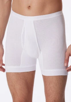 Schiesser Pair Of Underpants, Short With Fly, Double Rib, White - Original Classics