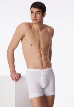 Schiesser Underpants, Short, With Fly, Fine Rib, White - Original Fine Rib -Uni Style Shop unterhose kurz mit eingriff feinripp weiss original feinripp 005131 100 front