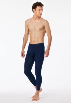 Schiesser Long Underpants With Fly Midnight Blue - Original Fine Rib