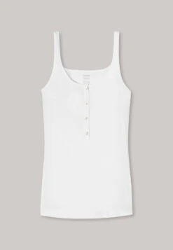 Schiesser White "Fräuleinwunder" Strap Top Of Double Rib -Uni Style Shop weisses fraeuleinwunder traegertop aus doppelripp 144168 100 detail1