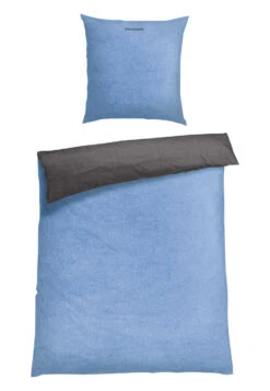 Reversible Bed Linen 2-piece Set Fine Flannelette Light Blue - SCHIESSER Home 7 Reversible Bed Linen 2-piece Set Fine Flannelette Light Blue - SCHIESSER Home -Uni Style Shop wende bettwaesche 2 teilig feinbiber hellblau schiesser home 179842 805 front