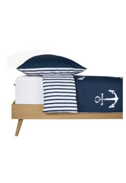 Reversible Bed Linen 2-piece Renforcé Anchor Stripes Navy/white - SCHIESSER Home -Uni Style Shop wende bettwaesche 2 teilig renforc anker streifen navy weiss schiesser home 180597 815 detail1
