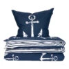 Reversible Bed Linen 2-piece Renforcé Anchor Stripes Navy/white - SCHIESSER Home