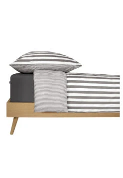 Reversible Bed Linen 2-piece Set Renforcé Gray Striped - SCHIESSER Home -Uni Style Shop wende bettwaesche 2 teilig renforc grau gestreift schiesser home 179847 200 detail1
